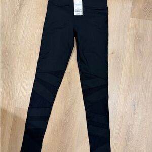 Fabletics Martina Leggings in Black with Sheer Mesh Panels